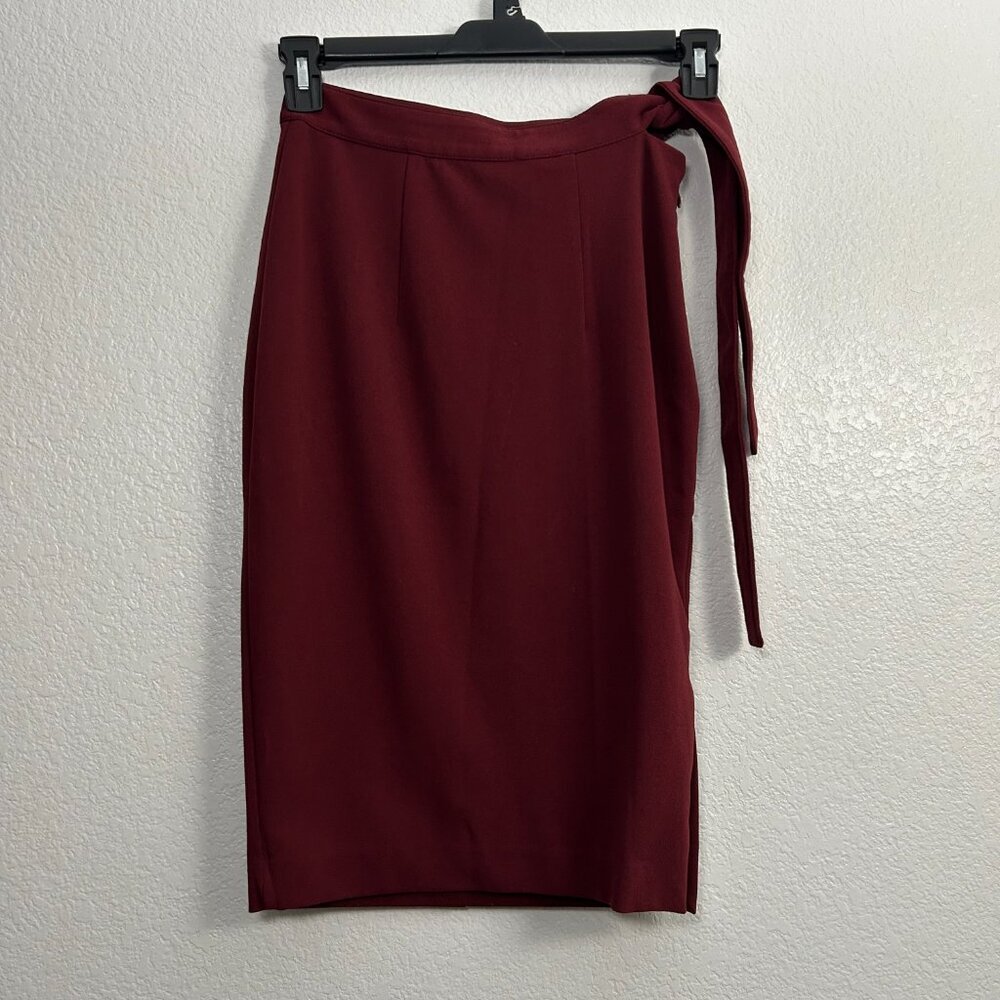Express Burgundy Side Tie Pencil Skirt - Picture 2 of 5